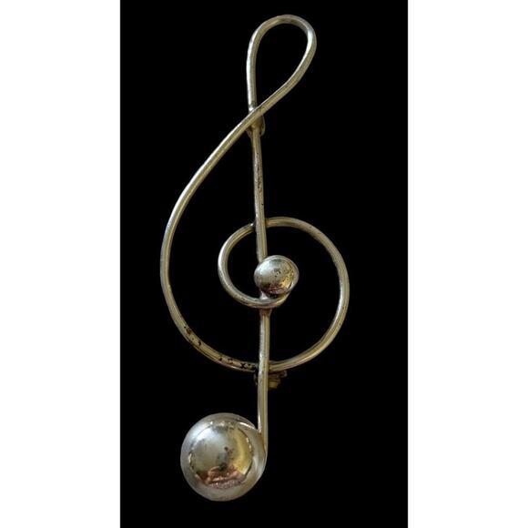 Vtg Lang Sterling Silver Treble Cleft Pin Brooch 5.97g - Picture 7 of 7